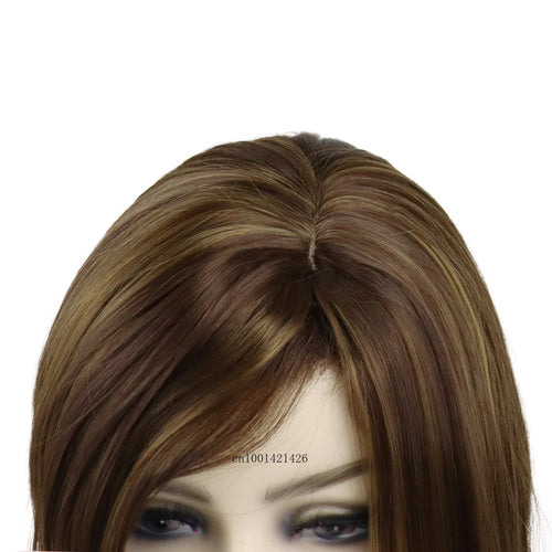 Load image into Gallery viewer, Mommy Wigs Synthetic Hair Short Bob Wig with Bangs Mix Brown Color Highlights Hair Replacement Wigs Daily Use Replacement Wig
