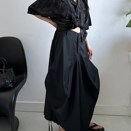 Load image into Gallery viewer, High Elastic Waist Black Irregular Bandage Shaped Wide Leg Pants New Trousers Women Fashion Spring Autumn 2025 1DJ1234
