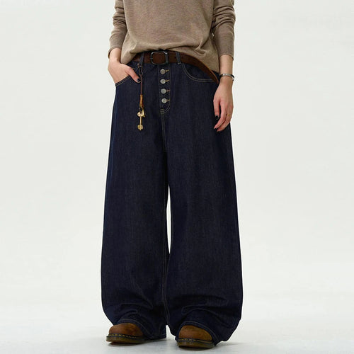 Load image into Gallery viewer, Men's Jeans New Straight Loose Fit Buttons Design American Denim Pants Male Solid Color Male Trousers Summer 9W1457
