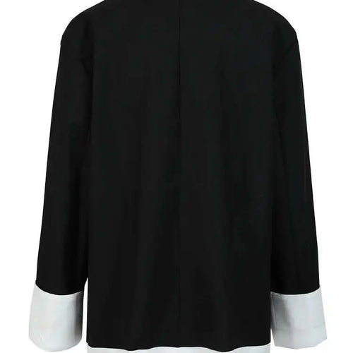 Load image into Gallery viewer, Women Black Coolor-block Big Size Casual Blazer New Lapel Long Sleeve Loose Jacket Fashion Tide Spring Autumn 2025 1DF6379
