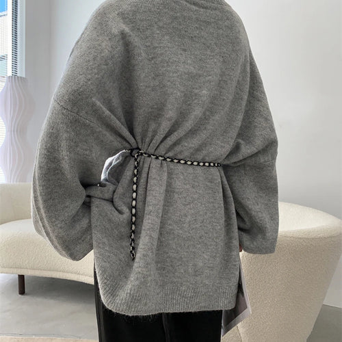 Load image into Gallery viewer, Blue Big Size Casual Knitting Sweater Round Neck Long Sleeve Women Pullovers New Fashion Tide Spring Autumn 2025 1DH6451
