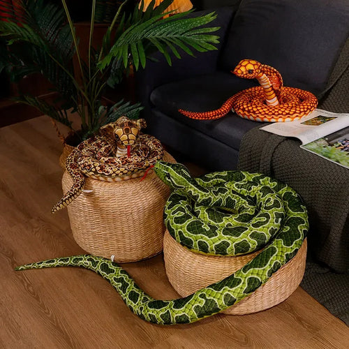 Load image into Gallery viewer, 110/170CM Giant Simulation Cobra Plush Toy Soft Stuffed Animal Coiled Snake Doll Sofa Chair Decorate Children Birthday Gifts
