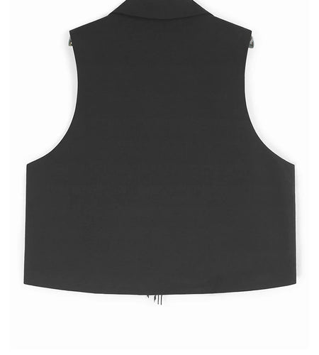 Black Sequins Vest Half-body Skirt Two Pieces Suit New Lapel Sleeveless Women Fashion Tide Spring Autumn 2025 1DJ1103