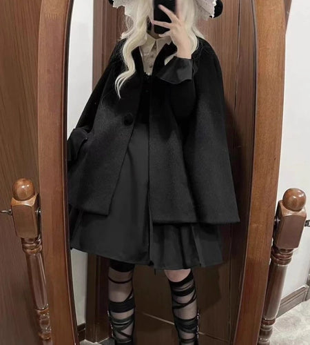 Lolita Sweet Girl Oversized Grunge Jackets Women Y2k Aesthetic Single Breasted Vintage Coats 2025 Harajuku Kawaii Solid Jacket