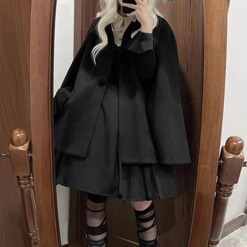 Load image into Gallery viewer, Lolita Sweet Girl Oversized Grunge Jackets Women Y2k Aesthetic Single Breasted Vintage Coats 2025 Harajuku Kawaii Solid Jacket
