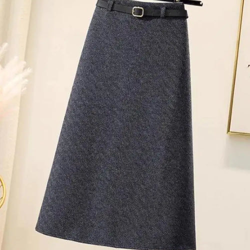 Load image into Gallery viewer, 2023 Winter Solid Woolen Midi Skirt Women Elegant Streetwear A-line Zipper Long Skirt Female Vintage High Waist Thick Simple New
