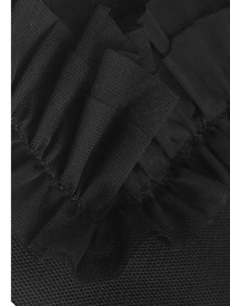 Women Gray Mesh Ruffles Big Size Mini T-shirt Dress New Round Neck Short Sleeve Fashion Tide Spring Summer 2025 1DH9812