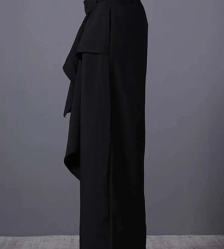 High Elastic Waist Black Irregular Spliced Long Wide Leg Pants New Trousers Women Fashion Tide Spring Autumn 2025 CPG2809