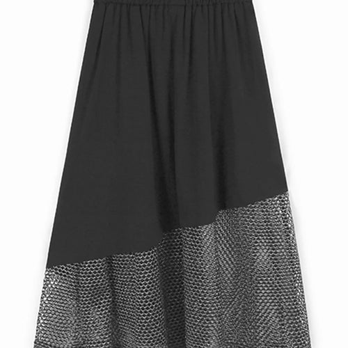 Load image into Gallery viewer, Black Vest Perspective Half-body Skirt Two Pieces Suit New V-Neck Sleeveless Women Fashion Tide Spring Autumn 2025 1DJ1102
