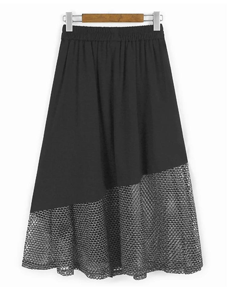 Black Vest Perspective Half-body Skirt Two Pieces Suit New V-Neck Sleeveless Women Fashion Tide Spring Autumn 2025 1DJ1102