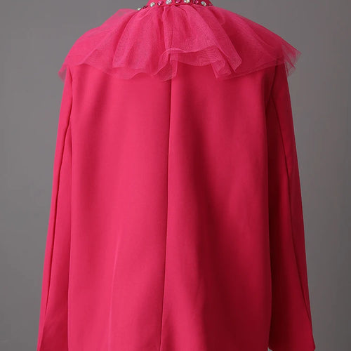 Load image into Gallery viewer, Women Rose Red 3d Flower Rhinestones Mesh Big Size Blazer New Lapel Long Sleeve Jacket Fashion Spring Autumn 2025 CPG3207
