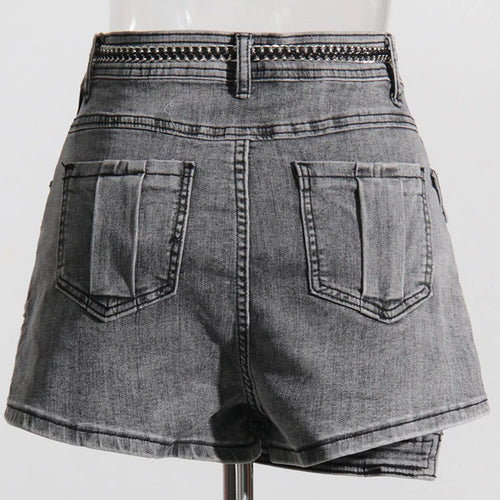 Load image into Gallery viewer, Denim Minimalist Summer Asymmetrical Shorts For Women High Waist Patchwork Lace Up Short Pants Female Fashion
