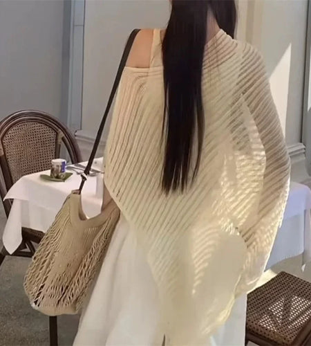 y2k Tops for Women Coverup Summer See Through Slash Neck Off Shoulder Short Sleeve Asymmetric Knit Cover Ups Streetwear