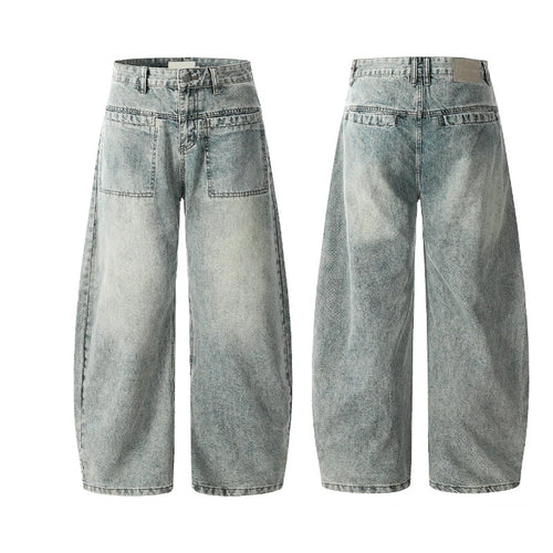 Load image into Gallery viewer, Men's Jeans New American Style Bent Knife Design Denim Pants Wide Leg Loose Gradient Color Trendy Male Bottoms 9W1774
