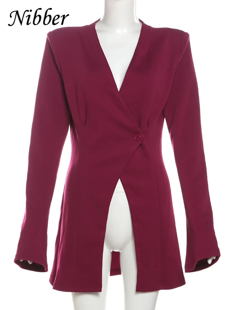 Vintage Cardigan Jacket Women V-Neck Single Button Solid Stretch Full Sleeve Autumn Elegant Commute Classic Streetwear