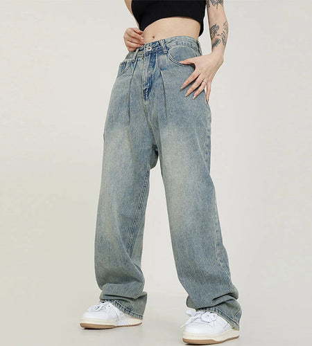 Male Jeans New American Straight Wide Leg Denim Pants Men's Loose Casual Trendy Trousers Summer Fashion Tide 9W1406