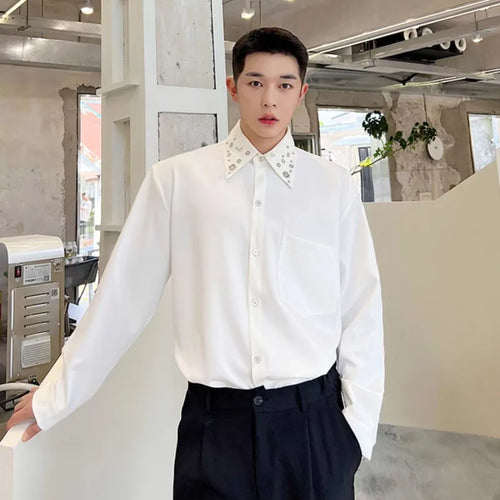 Load image into Gallery viewer, Korean Male Long Sleeve Shirts New Multi Metal Buckle Niche Design Turn-down Collar Stylish Menwear Spring Clothing 9W1401
