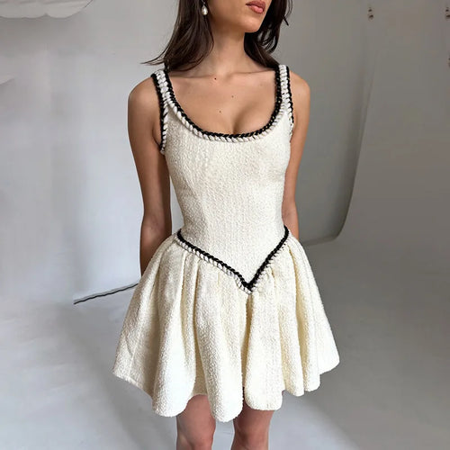 Load image into Gallery viewer, Sleeveless A-line Sexy Mini Dress For Women White Spaghetti Strap Sleeveless Backless Pleated Club Party Dress Clubwear
