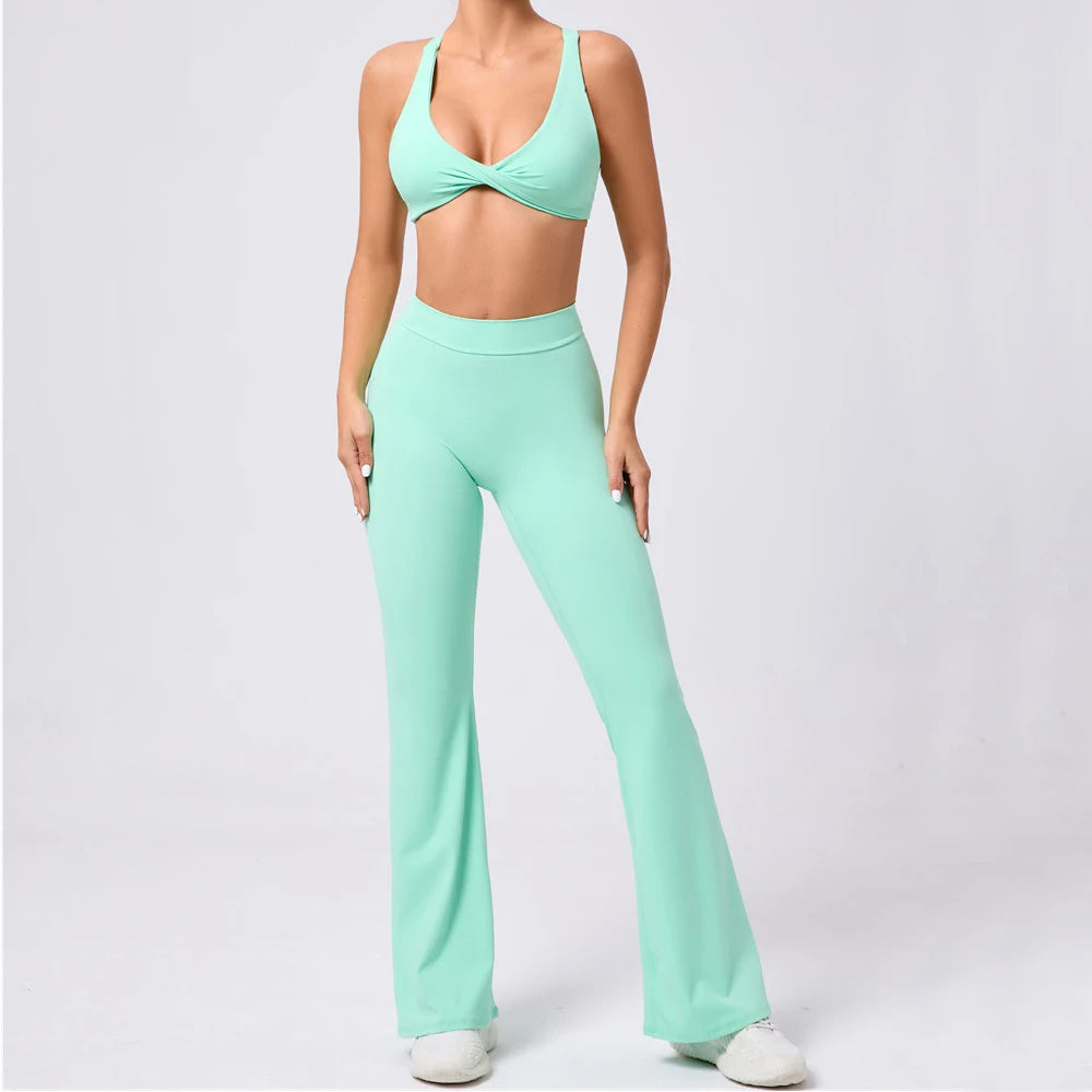 Flare Leggings V-shaped Hip Yoga Pants Women High Waist Wide Leg Pants Women Gym Fitness Sports Flared Pant Latin Dance Trousers