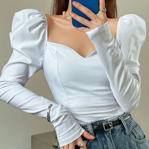 Load image into Gallery viewer, Slim Minimalist Shirt For Women Square Collar Long Sleeve Solid Blouses Female Spring Clothing Style Fashion
