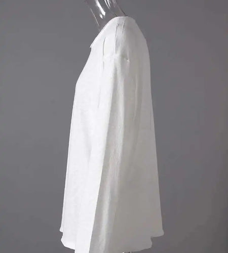 Women White Black Plain Big Size Casual T-shirt New Round Neck Long Sleeve Fashion Tide Spring Autumn 2025 CPG2856