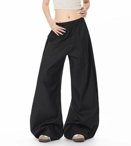 Men's Suit Pants New Summer Curved Knife Trendy Straight Wide Leg Stylish Solid Color Male Causal Clothing 2025 9W1929