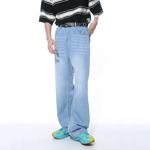 Load image into Gallery viewer, American Style Jeans Loose Pocket Zipper Washed Male Denim Pants Casual Straight Wide Leg Male Trousers Autumn Trend 9C5395
