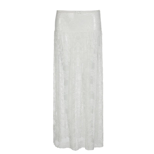 Load image into Gallery viewer, Fashion Sexy White Lace Skirt See Through Outfits Bow Solid Clubwear Loose Y2K Hot Holidays Long Skirt Women Bottoms
