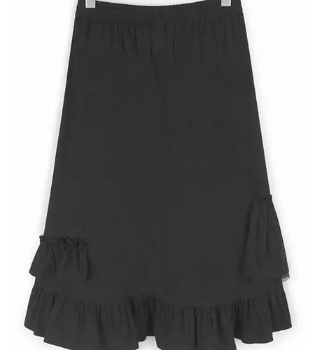 High Elastic Waist Green Pleated Ruffles Elegant Midi Half-body Skirt Women Fashion Tide New Spring Autumn 20251DJ0183