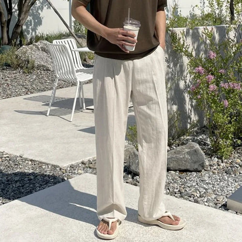 Load image into Gallery viewer, Simple Men&#39;s Casual Trousers Drawstring Loose Elastic Waist Straight Wide Leg Droop Male Pants Autumn Korean Style 9C8998
