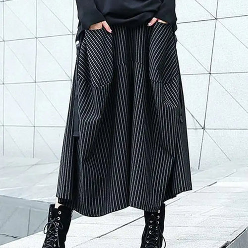 Load image into Gallery viewer, High Elastic Waist Black Striped Long Wide Leg Casual Pants New Trousers Women Fashion Tide Spring Autumn 2025 1DH8290
