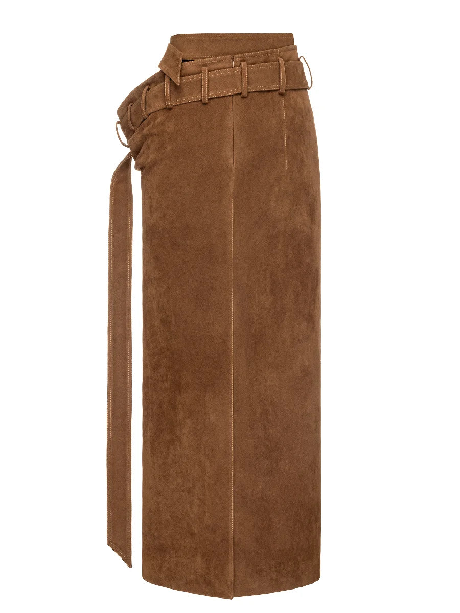 Solid Spliced Lace Up Elegant Long Skirts for Women High Waist Split Irregular Skirt Female Fashion Clothing New