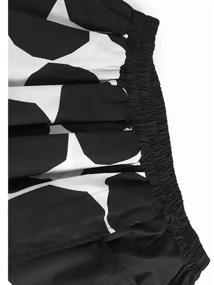 High Elastic Waist Black Dot Printed Irregular A-line Half-body Skirt Women Fashion Tide New Spring Autumn 2025 1DH6191