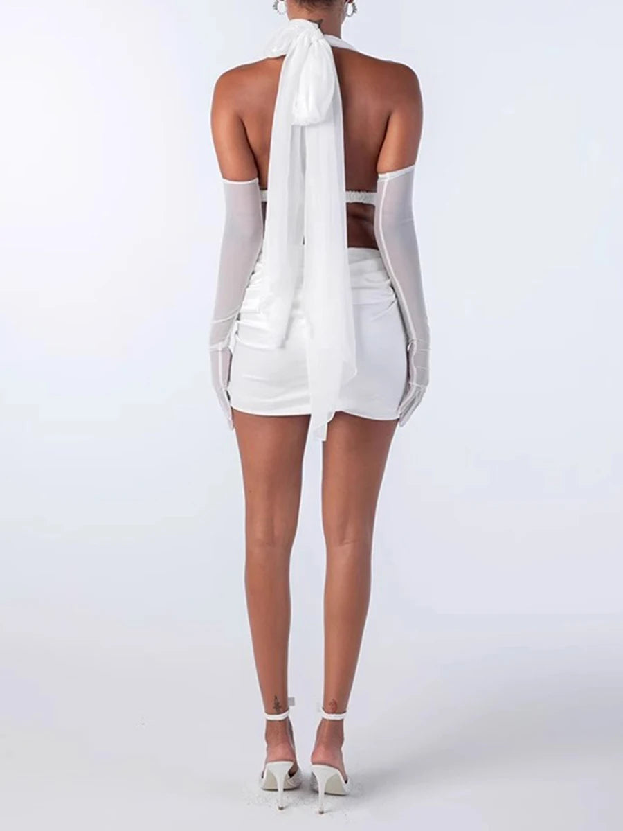 Solid Slimming Two Piece Set For Women V Neck Sleeveless Vest High Waist Slimming Dress Female Fashion Style New