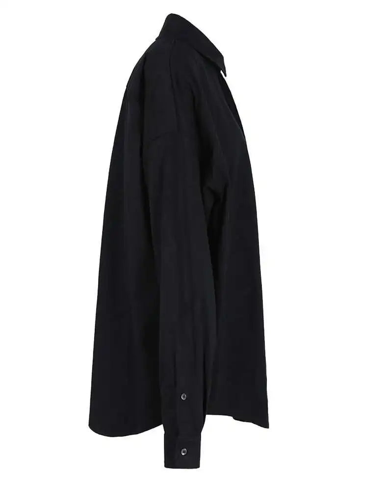 Women White Brief Shaped Big Size Casual Blouse New Lapel Long Sleeve Shirt Fashion Tide Spring Autumn 2025 CPG1165