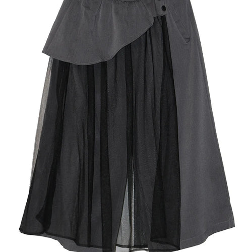 Load image into Gallery viewer, High Elastic Waist Gray Mesh Irregular Spliced Wide Leg Pants New Trousers Women Fashion Tide Spring Autumn 2025  1DJ1393
