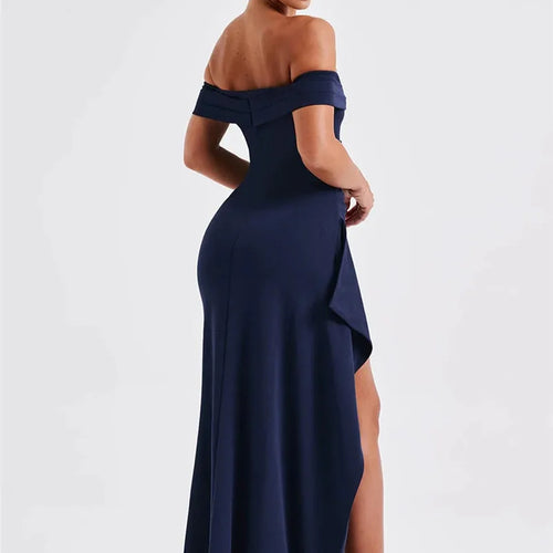 Load image into Gallery viewer, Elegant Off-shoulder High Split Maxi Dress Women Fashion Strapless Sleeveless Backless Bodycon Club Party Sexy Dress
