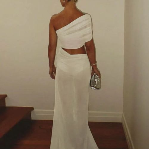 Load image into Gallery viewer, Mesh Hollow Out Backless Sexy Maxi Dress For Women Fashion One Sleeveless See Through Ruched Bodycon Club Long Dress
