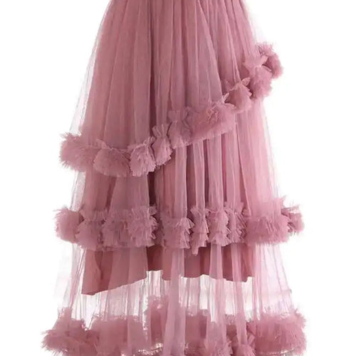 Load image into Gallery viewer, High Elastic Waist Yellow Mesh Ruffles Irregular A-line Half-body Skirt Women Fashion Tide New Spring Autumn 2025 1DH9405
