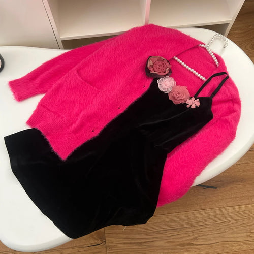 Load image into Gallery viewer, Vintage Black Velvet Flower Elegant Backless Short Dress For Women 2024 Spring Summer Sexy Club Holiday Slip Mini Dress Popular
