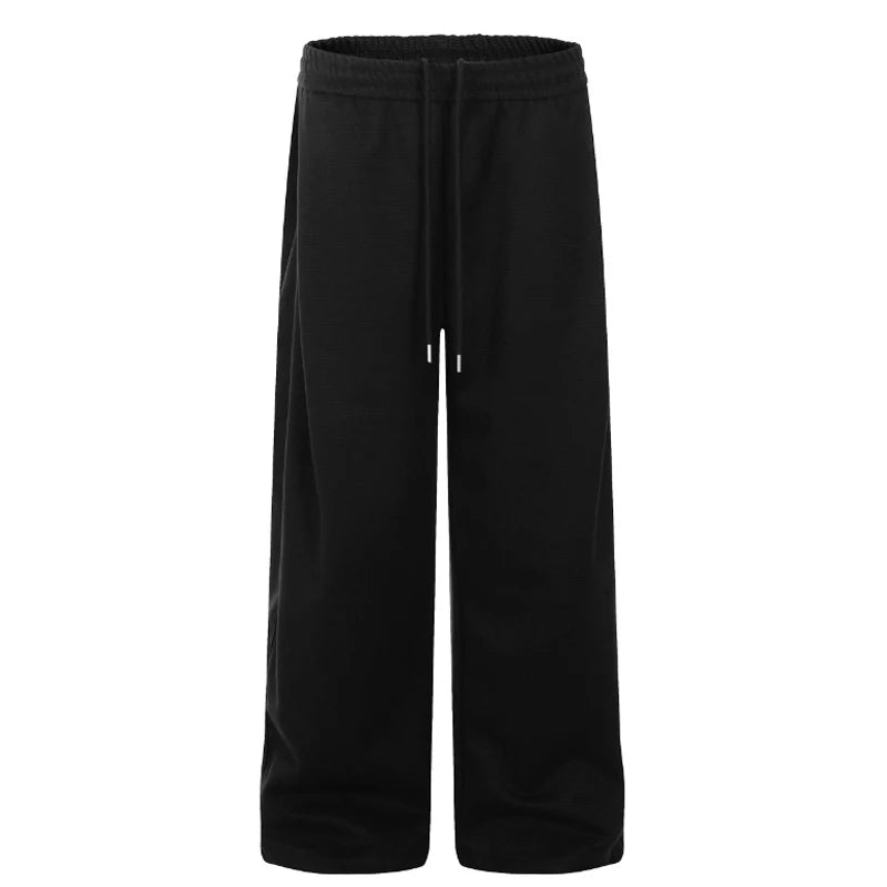 Men's Sweatpants Lace Up Design New Summer American Style Loose Solid Color Trendy Sanitary Pants Male Trousers 9W1742