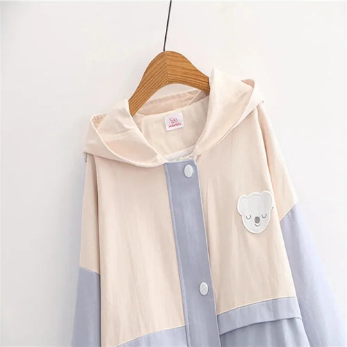 Load image into Gallery viewer, Cartoon Bear Appliques Sweet Style Jacket For Women Autumn Winter Zipper Long Sleeve Basic Jackets Outerwear Coat
