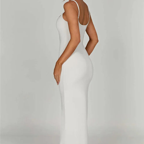 Load image into Gallery viewer, Spaghetti Strap Backless Bodycon Maxi Dress Women Autumn New Thickened Fabric Sleeveless Club Party Sexy Long Dress
