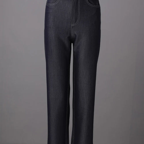 Load image into Gallery viewer, High Waist Dark Blue Brief Denim Long Casual Wide Leg Jeans New Women Trousers Fashion Tide Spring Autumn 2025  CPG3054
