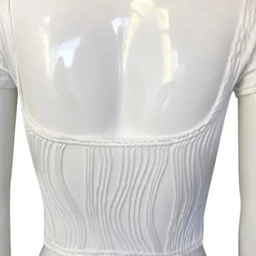 Load image into Gallery viewer, Women Harajuku Crop Tops Summer y2k Clothes 2025 Vintage Slim Short Sleeve Open Back Textured T-Shirts Streetwear 90s
