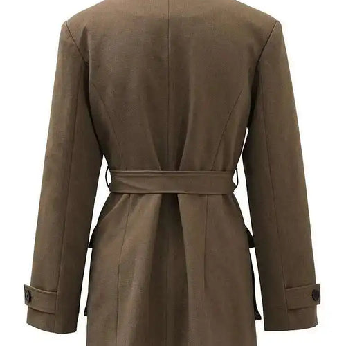 Load image into Gallery viewer, Women Khaki Single Breasted Belted Pocket Elegant Blazer New Lapel Long Sleeve Jacket Fashion Spring Autumn 2025 CPDB212
