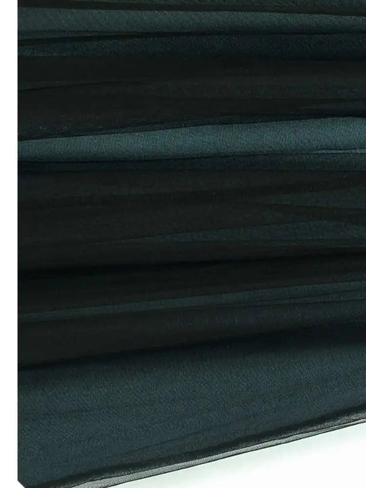 High Elastic Waist Black Mesh Denim Casual A-line Half-body Skirt Women Fashion Tide New Spring Autumn 2025 1DH6911