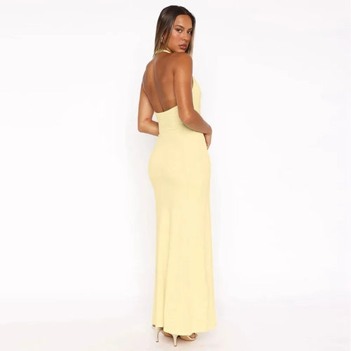 Load image into Gallery viewer, Halter Backless Sexy Maxi Dress Women Gown Summer New Solid U Neck Sleeveless High Waist Long Dress Elegant 2025
