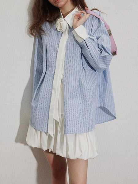 Hit Color Two Piece Set For Women Lapel Long Sleeve Coat Spliced Ppliques Slimming Dress Female Fashion Style New