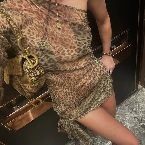 Load image into Gallery viewer, One Shoulder Leopard Print Maxi Dress Women Inclined Shoulder Backless Beach Holiday Vacation Club Sexy Long Dress
